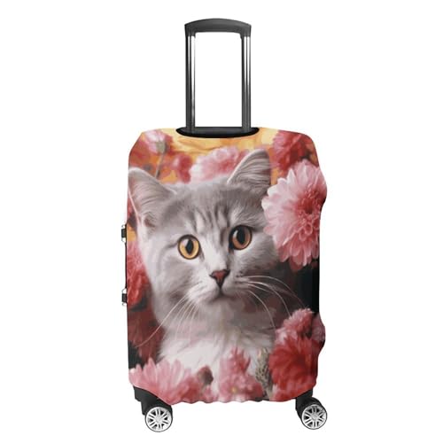 Suitcase Covers for Luggage Washable Luggage Cover Cat in Flowers Luggages Wheel Covers Elastic Travel Carry On Suitcase Cover Travel Luggages Protector Sleeve Fit 29-32 Inch M4