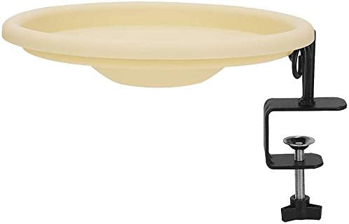 Urban Deco Deck Mounted Bird Bath Outdoor Bird Bath Bowl for Balcony Railing Birdbaths with Adjustable Sturdy Clamp Hummingbird Feeder Bath for Garden Fence, Great for Attracting Birds - Yellow