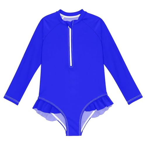 CHIFIGNO Quick Dry One Piece Swimsuit Girls Blue Long Sleeve Swimsuit Girls 3T