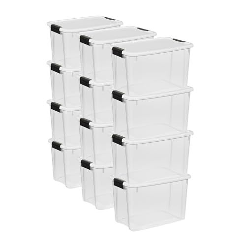 Image of Sterilite Ultra Latch Box with Lids for Home and Office, 30 Quart, 12-Pack | Heavy-Duty and Stackable Plastic Containers with Latches for Closet, Cabinet, Bedroom, Bathroom and Dorm Room Organization