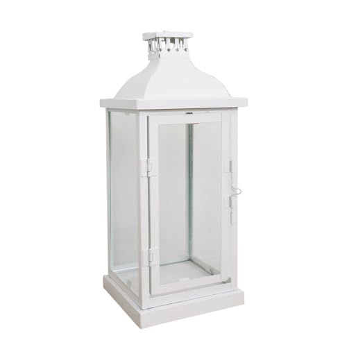 Laterne Marseille weiß aus Metall H31,5cm Metalllaterne Landhaus modern - KLEIN