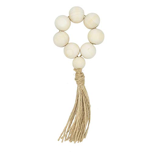 Ztie Set Of 8 Farmhouse Beaded Wood Napkin Rings With Tassels Housewarming Gift Table Setting Wedding Party Décor Accessories Napkin Holder (Natural Style) #TOP1