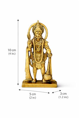Image of Unique Dual Sided Design Hanumanji Blessing Idol with 10 cm Height for Car Dashboard,Mandir,Desk,Home Decor | Divine Bajrangbali Statue for Gifting| (Golden) (Pack of 01)