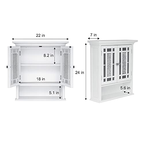 Teamson Home Windsor Removable Wooden Wall Cabinet With Glass Mosaic Doors, White #TOP4