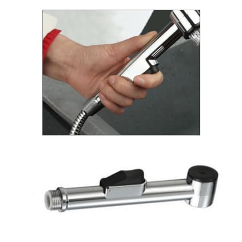 Bidet Handbrause für Waschbecken, WC Popodusche, Bidet Handbrause, mit Brauseschlauch 150cm, 1/2 Wasserverteiler und Wandhalterung für WC, Hand Sprayer mit Wasserhahn Umschaltventil, Poliert