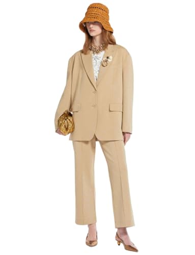 Costume deux pièces pour femme avec veste à revers de pointe et pantalon fluide