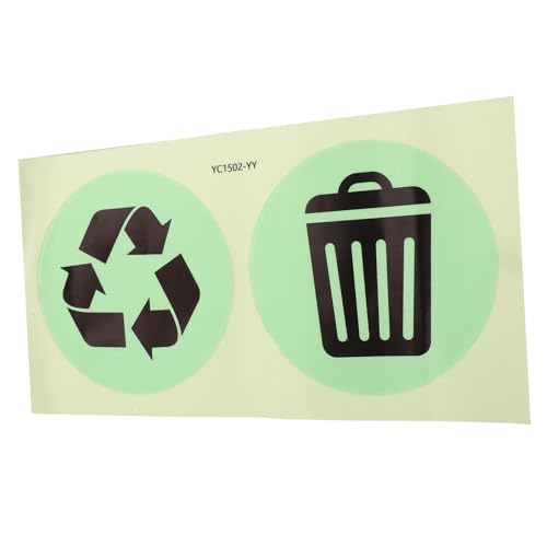 LALAFINA 1sheet Trash Recycling Sticker Glow The Dark Adhesive Decals for Garbage Sorting Bins Labels for Trash and Recycle Easy to Use