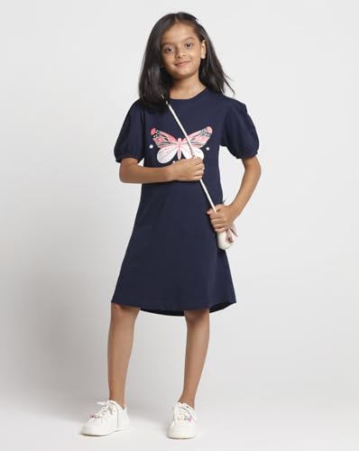 Image of T2F Girls Cotton Printed Regular Fit Puffed Sleeve Knee Length Nightgown (Pack of 3)