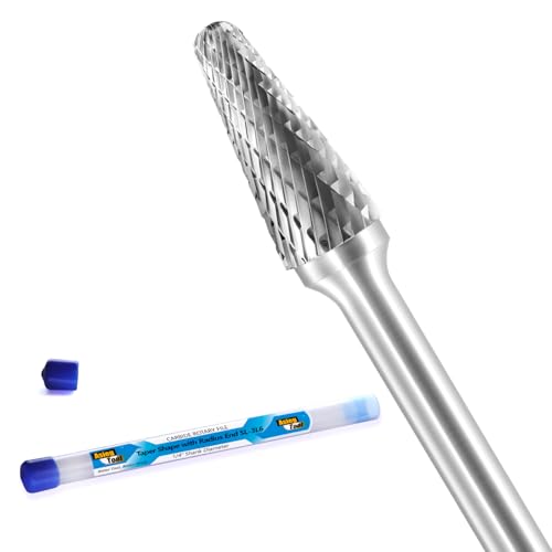 Image of SL-3L6 Tungsten Carbide Burr Rotary File Taper Shape with Radius End Double Cut with 1 /4 inch Shank for Die Grinder Drill Bit