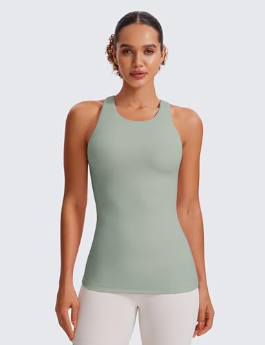 Image of CRZ YOGA Butterluxe High Crew Neck Tank Top | Light Support, Built in Bra, Removable Pads, Yoga, Extremely Soft, Racerback, for Women