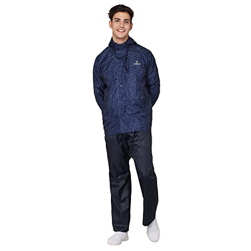 Image of THE CLOWNFISH Men's Standard Lenth Waterproof Polyester Double Coating Reversible Raincoat With Hood And Reflector Logo At Back