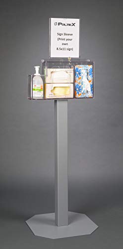 Respiratory Hygiene Station S w/Locking Lid Theft Protection (w/Steel Stand) RESPS-3STL-SLV (3 STL Stand, RHS 3STL Kit, SLV Sign)