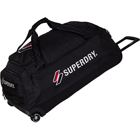 Superdry Lightweight Roller Holdall Bag - Duffle with Durable Stress Tested Interchangeable Skateboard Wheels (Large (30"), Black) Cover