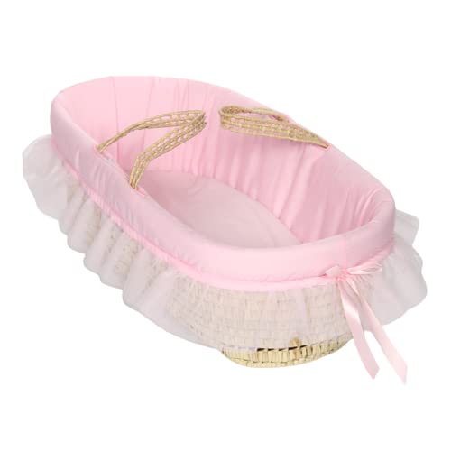 Lamlo Baby Moses Basket, Pink Decorated Elegant Moses Basket Carrier