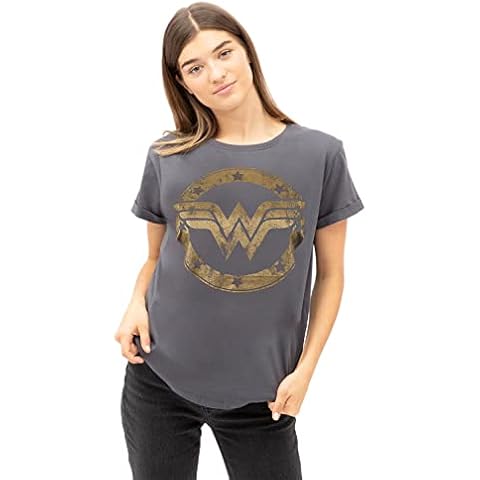 DC Comics Women's Charcoal Grey T-Shirt Cover