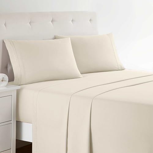 Clara Clark Bed Sheets, Premier 1800 Series 4 Piece Bed Sheet Set, Deep Pocket, Wrinkle, Fade, Stain...
