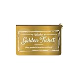 Half Moon Bay Wonka Golden Ticket Trousse de Maquillage en polyuréthane avec Fermeture éclair Doré/Blanc 9,4 x 15,2 cm, Doré/Blanc, 9.4 x 6 inch, Golden Ticket