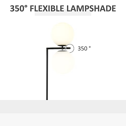 Homcom Metal Floor Lamp, Standing Light With 350° Adjustable Lampshade For Living Room, Bedroom, Office, Black #TOP6