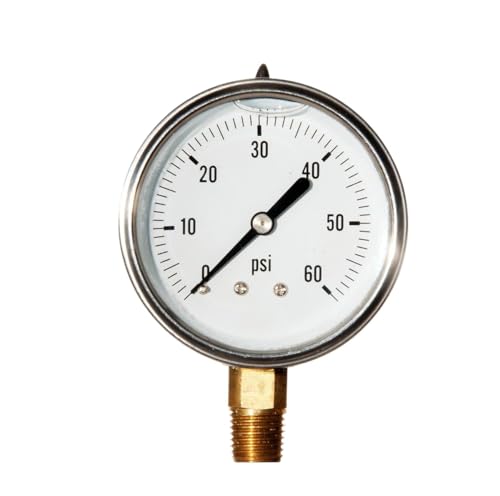 Manomètre de pression 0-60 PSI résistant aux vibrations boîtier rempli liquide inox 2,5 po