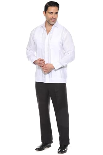 Mojito Men's 100% Linen Two-Pocket Design Guayabera Shirt Long Sleeve3