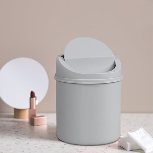 Caneca de basura de escritorio 0.5 galón gris miniatura 4