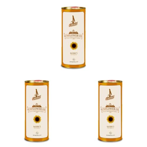 Image of Chekko Cold Pressed Sunflower Oil 1 Litre | Wood Pressed Sunflower Oil | Pure Unrefined Edible Cooking Oil | Rich in Vitamin E & Natural Oil for Cooking, Frying, Deep Fry, Sauteing & Daily Indian Cooking