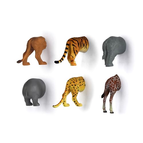 Kikkerland Safari Butt Magnet Set of Six – Fun Decor for Home, Office, & Classroom – Gifts for Holidays & Events