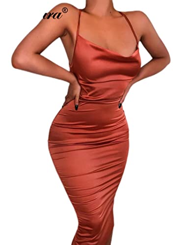 Robe midi d'été satin dos nu ajustable pour silhouette S - 2