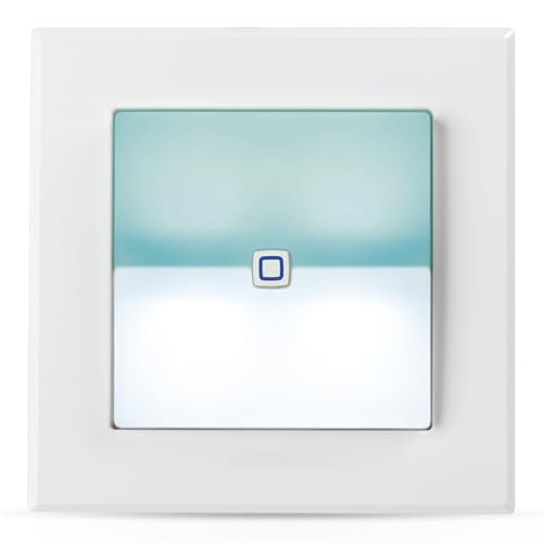 Homematic IP Smart Home Schaltaktor für Markenschalter – mit Signalleuchte, zwei beleuchtete Tasten, steuert Geräte und Leuchten per App, Alexa & Google Assistant, Energie sparen, 152020A0