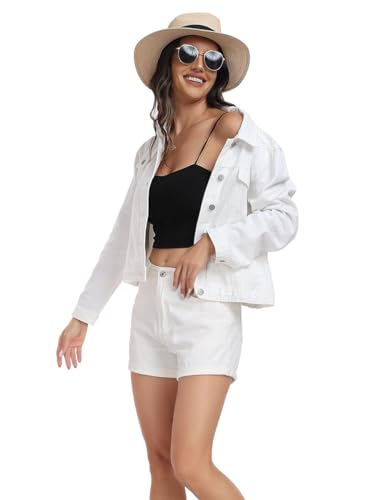 J.Corrine Women's Denim Jacket Long Sleeves Button Down Shacket Jacket Jean Coat with Pockets3