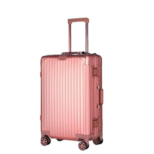 Suitcase All-aluminum Magnesium Alloy Trolley Case, Swivel Wheel Silent Suitcase, Strong And Durable Password Suitcase Luggage(Pink,22in)