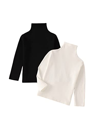 OYOANGLE Boy's 2 Pack Long Sleeve Mock Neck Solid Bacic Tops T-Shirts Shirts
