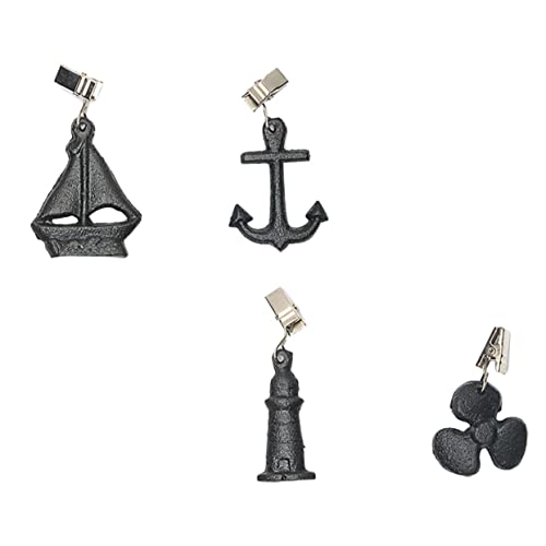 Zerodeko Pinzas para Manteles De Hierro Resistentes Estilo Retro Marino, Juego De 4 Piezas, Sujetador Antideslizante para Manteles, Clips para Mesa De Picnic, Uso Hogar y Exteriores