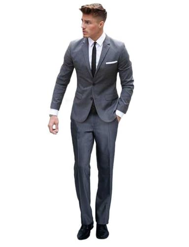 Costume 2 pièces slim pour hommes - Veste à deux boutons et pantalon habillé chic