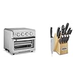 Cuisinart Air Fryer + Convection Toaster Oven, 8-1 Oven with Bake, Grill, Broil & Warm Options, Stainless Steel, TOA-70 & C77SSB-12P Color Pro Collection 12 Piece Knife Block Set, Black