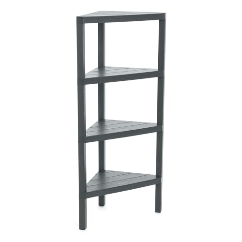 TATAY Etagere Plastique d’Angle 4 Niveaux | Résistante à l’Humidité | Inclut Fixation avec Vis et Compatible Système Quick Fix | Intérieur et...