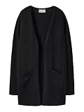 NAME IT Mädchen Nkfvicti Ls Knit Card L Noos Strickjacke, Schwarz, 146-152 EU