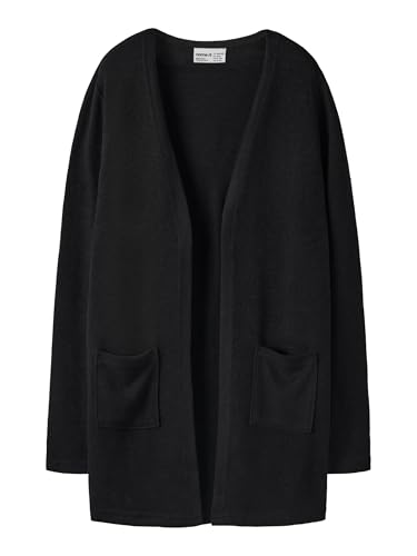 NAME IT Girl's NKFVICTI LS Knit Card L NOOS Strickjacke, Black, 158/164