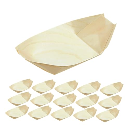 MOTHNUR 200 piezas Platos de Madera Natural Forma de Barco Japoneses para Servir Sushi Aperitivos y Postres Bandejas Desechables Ecológicas para Catering y Fiestas