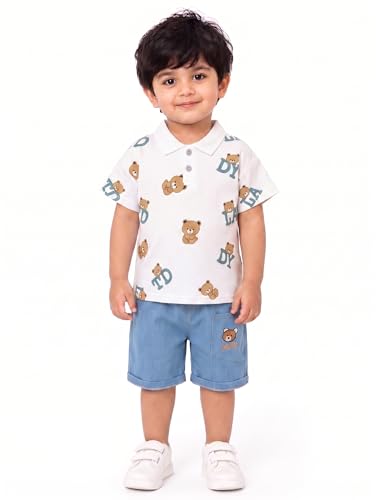 Image of Krishn Creations Kids Clothes for Boys | Cotton Printed Half Sleeve T-shirt and Shorts Baby Boy Dress | Casual Wear Kids Clothes