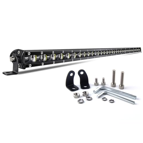 CO LIGHT Barre LED 38 Pouces 97cm Simple Rangée Faisceau Combiné pour Conduite Tout-Terrain avec Supports de Fixation et Réflecteurs 6D Adaptée aux Camions...