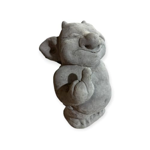 OriginalPaul Skulp & Betondesign Frecher Gnom Stinkefinger - Handgefertigte, Frostsichere Beton-Steinfigur aus Deutscher Produktion - 24/16/16 cm, Ca. 4,5 kg