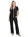 U.S. POLO ASSN. Womens Pajama Sets 2 Piece Button Down Short Sleeve Top & Long Pants with Pockets (Black, Large)