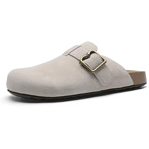 DREAM PAIRS Clogs for Women Suede Mules Wide Toe Shoes Wide Width Slip On Comfortable Clogs with Lightweight Soft Footbed, Anti-Slip Outsole, Arch Support 9 Grey