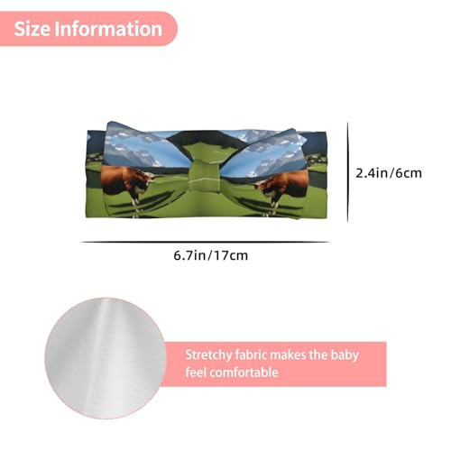 Real Swiss Cow Brown Prints Baby Bow Headband Super Stretchy Soft Bows Hair Accessories for Newborn Infants Toddlers Kids Girls3