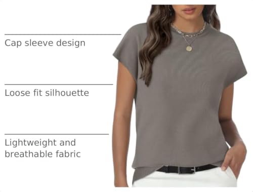 Image of Womens Tops Summer Sweaters Short Sleeve Shirts Dressy Casual Basic Casual Cap Sleeve Tops Beach Vacation Clothes