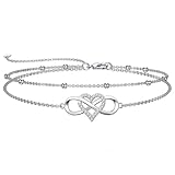 Dorunmo Pulsera tobillera de plata de ley 925, ideal para el Día de la Madre, Navidad y cumpleaños. Regalo perfecto para esposas, novias y madres, Fußkettchen 9'-11'