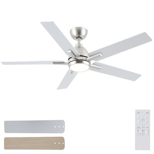 Sevenine 52 Inch Ceiling Fans with Lights and Remote, Brushed