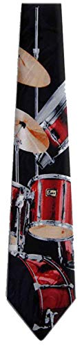 DR-3 - Black - Red - Brown -Drums theme Neck Tie
