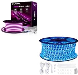 SURNIE 50FT Pink LED Neon Rope Lights & 150FT Blue LED Strip Lights